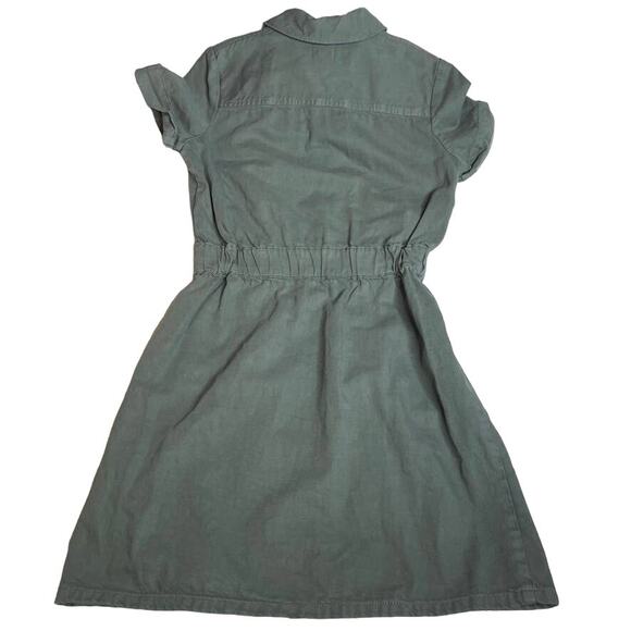 J. Crew Utility Dress Green Short Sleeve Zipper Waist Pockets Shirt Dress Size 0 - Picture 5 of 5